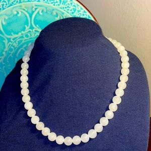 Vintage Nephrite Celadon-Hetian Jade beaded necklace 10 mm